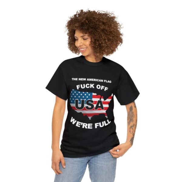New USA Flag/BBN Unisex Heavy Cotton Tee Printed on Two Sides - Black - Image 3