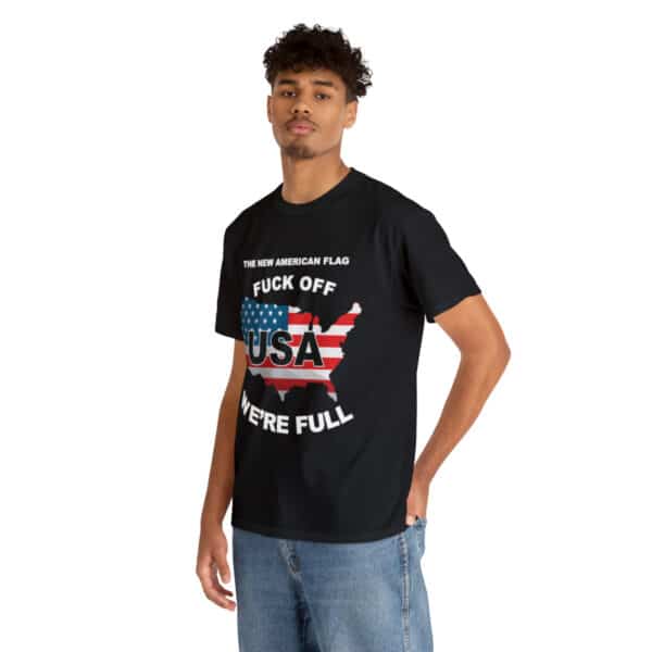 New USA Flag/BBN Unisex Heavy Cotton Tee Printed on Two Sides - Black - Image 6