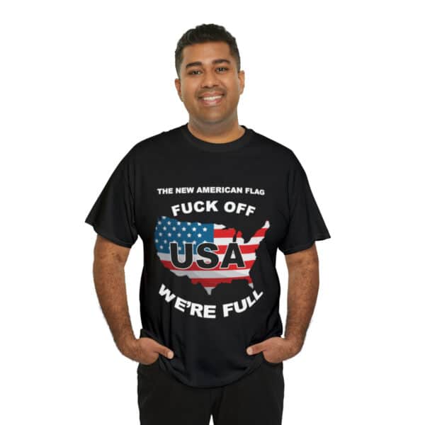 New USA Flag/BBN Unisex Heavy Cotton Tee Printed on Two Sides - Black - Image 8
