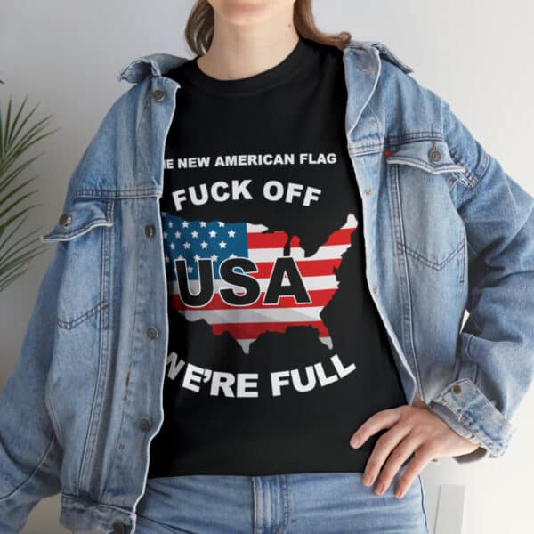 New USA Flag/BBN Unisex Heavy Cotton Tee Printed on Two Sides - Black - Image 9