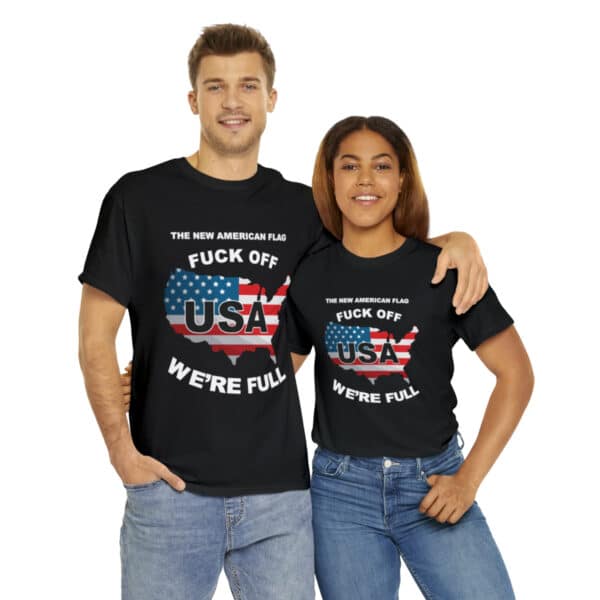 New USA Flag/BBN Unisex Heavy Cotton Tee Printed on Two Sides - Black - Image 10