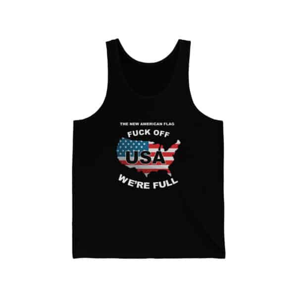 New USA Flag Unisex Jersey Tank Print on Front - Black