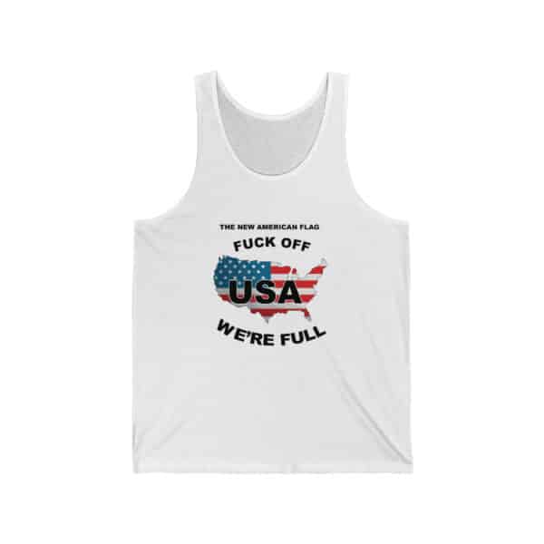 New USA Flag Unisex Jersey Tank Print on Front - White