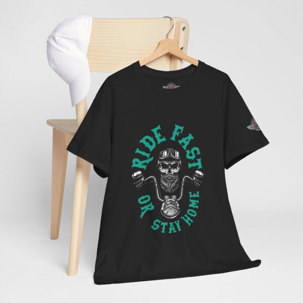Ride Fast Or Stay Home - Unisex Heavy Cotton Tee - Motorcycle Statement T-Shirt for Bikers, Patriots, Gifts for Friends & Family, Casual Wear. - Image 5
