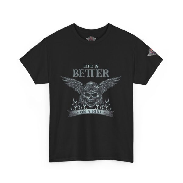 Life Is Better On A Bike - Unisex Heavy Cotton Tee - Motorcycle Statement T-Shirt for Bikers, Patriots, Gifts for Friends & Family, Casual Wear. - Image 2