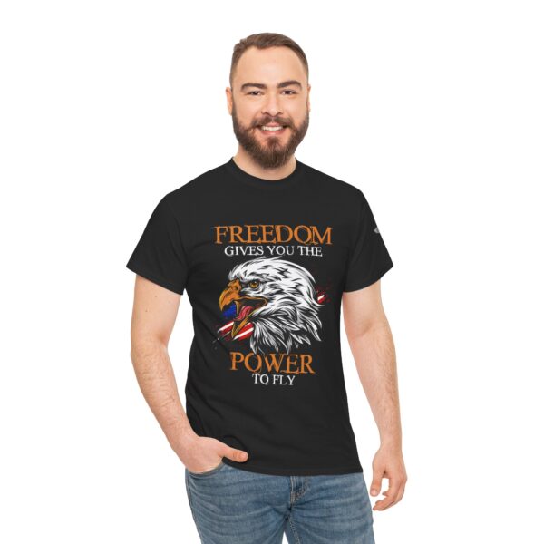 Freedom Gives You The Power To Fly - Unisex Heavy Cotton Tee - Motorcycle Statement T-Shirt for Bikers, Patriots, Gifts for Friends & Family, Casual Wear. - Image 6