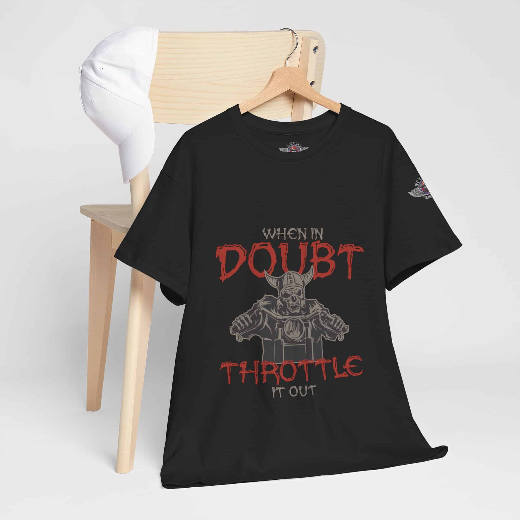 When In Doubt, Throttle It Out - Unisex Heavy Cotton Tee - Motorcycle Statement T-Shirt for Bikers, Patriots, Gifts for Friends & Family, Casual Wear. - Image 5