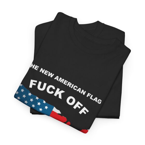 New USA Flag Unisex Heavy Cotton Tee Printed on Front - Black - Image 6