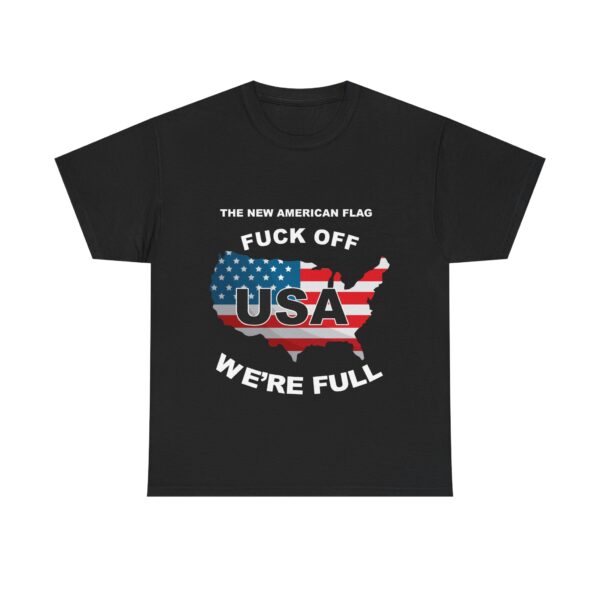 New USA Flag Unisex Heavy Cotton Tee Printed on Front - Black
