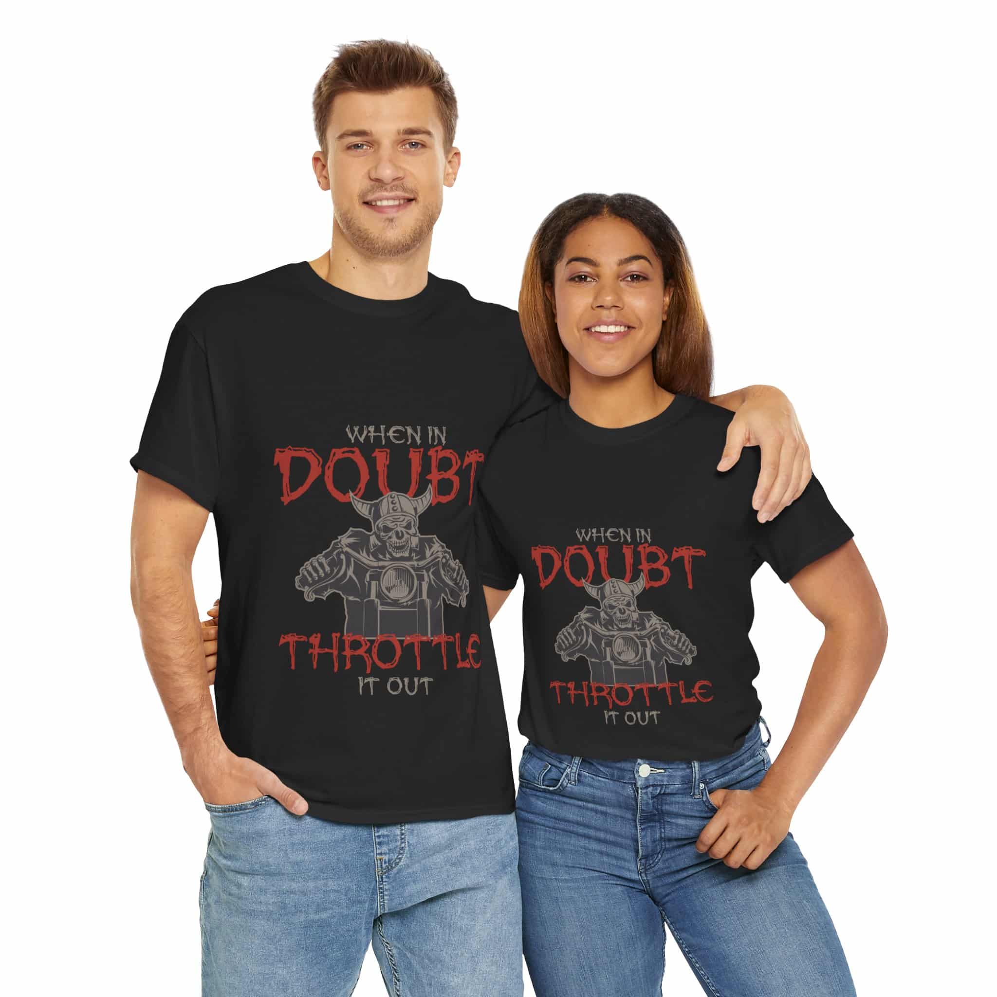 When In Doubt, Throttle It Out - Unisex Heavy Cotton Tee - Motorcycle Statement T-Shirt for Bikers, Patriots, Gifts for Friends & Family, Casual Wear. - Image 12