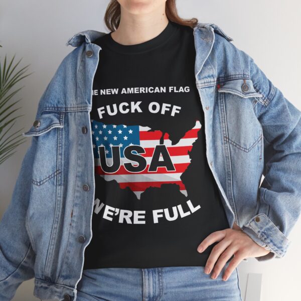 New USA Flag/BBN Unisex Heavy Cotton Tee Printed on Two Sides - Black - Image 5