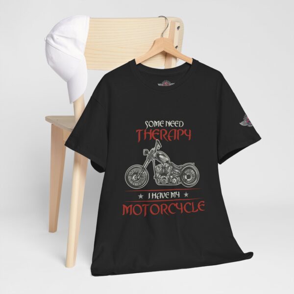 Some Need Therapy, I Have My Motorcycle - Unisex Heavy Cotton Tee - Motorcycle Statement T-Shirt for Bikers, Patriots, Gifts for Friends & Family, Casual Wear. - Image 5