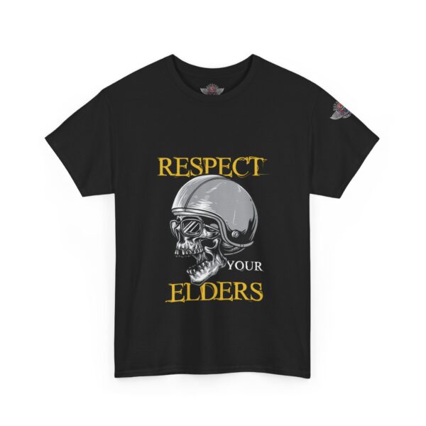 Respect Your Elders - Unisex Heavy Cotton Tee - Motorcycle Statement T-Shirt for Bikers, Patriots, Gifts for Friends & Family, Casual Wear. - Image 2