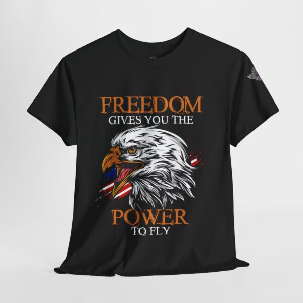 Freedom Gives You The Power To Fly - Unisex Heavy Cotton Tee - Motorcycle Statement T-Shirt for Bikers, Patriots, Gifts for Friends & Family, Casual Wear. - Image 4