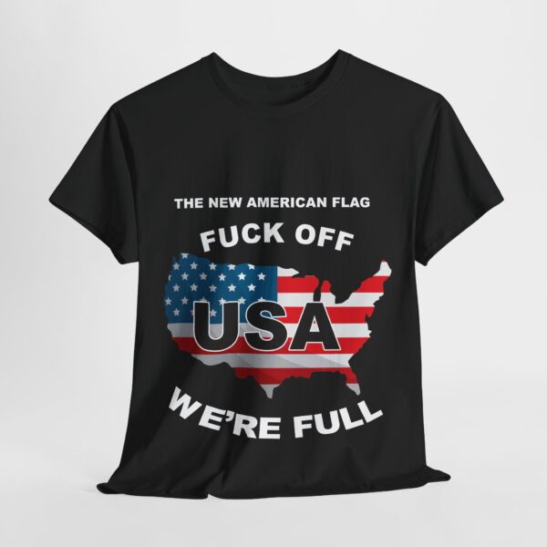 New USA Flag Unisex Heavy Cotton Tee Printed on Front - Black - Image 7
