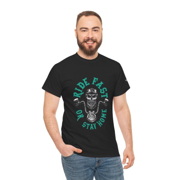 Ride Fast Or Stay Home - Unisex Heavy Cotton Tee - Motorcycle Statement T-Shirt for Bikers, Patriots, Gifts for Friends & Family, Casual Wear. - Image 6