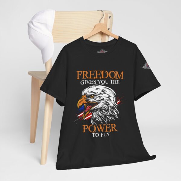 Freedom Gives You The Power To Fly - Unisex Heavy Cotton Tee - Motorcycle Statement T-Shirt for Bikers, Patriots, Gifts for Friends & Family, Casual Wear. - Image 5