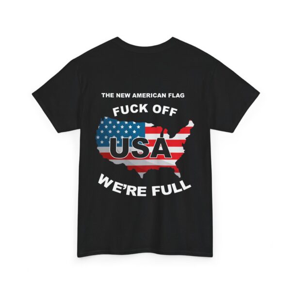 New USA Flag Unisex Heavy Cotton Tee Printed on Back - Black - Image 4