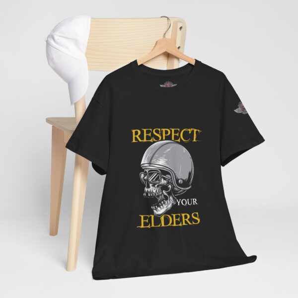 Respect Your Elders - Unisex Heavy Cotton Tee - Motorcycle Statement T-Shirt for Bikers, Patriots, Gifts for Friends & Family, Casual Wear. - Image 5