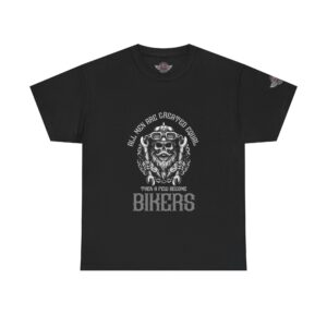 All Men Are Created Equal, Then A Few Become Bikers - Unisex Heavy Cotton Tee - Motorcycle Statement T-Shirt for Bikers, Patriots, Gifts for Friends & Family, Casual Wear.