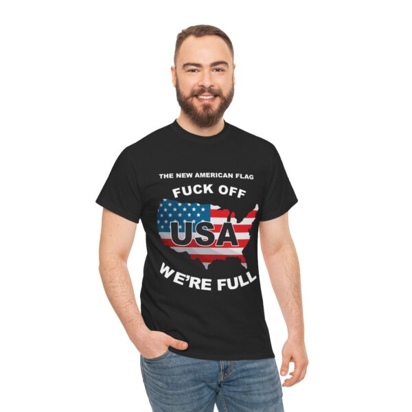 New USA Flag/BBN Unisex Heavy Cotton Tee Printed on Two Sides - Black - Image 4