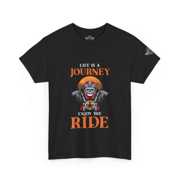 Life Is A Journey, Enjoy The Ride - Unisex Heavy Cotton Tee - Motorcycle Statement T-Shirt for Bikers, Patriots, Gifts for Friends & Family, Casual Wear. - Image 2
