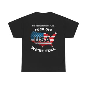 New USA Flag Unisex Heavy Cotton Tee Printed on Back - Black