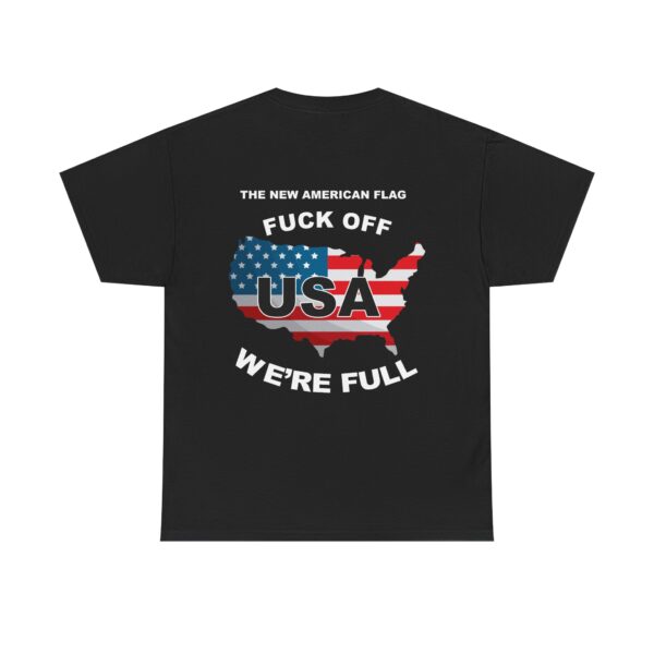 New USA Flag Unisex Heavy Cotton Tee Printed on Back - Black
