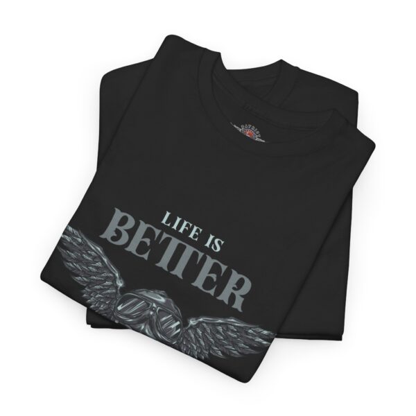 Life Is Better On A Bike - Unisex Heavy Cotton Tee - Motorcycle Statement T-Shirt for Bikers, Patriots, Gifts for Friends & Family, Casual Wear. - Image 3