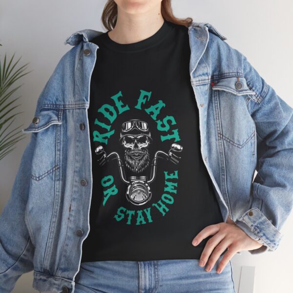 Ride Fast Or Stay Home - Unisex Heavy Cotton Tee - Motorcycle Statement T-Shirt for Bikers, Patriots, Gifts for Friends & Family, Casual Wear. - Image 7