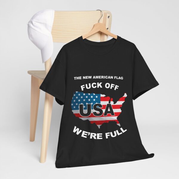 New USA Flag Unisex Heavy Cotton Tee Printed on Front - Black - Image 8