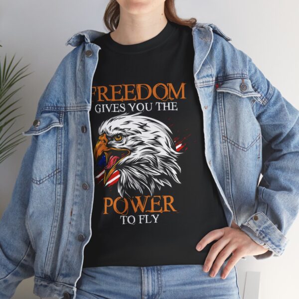 Freedom Gives You The Power To Fly - Unisex Heavy Cotton Tee - Motorcycle Statement T-Shirt for Bikers, Patriots, Gifts for Friends & Family, Casual Wear. - Image 7