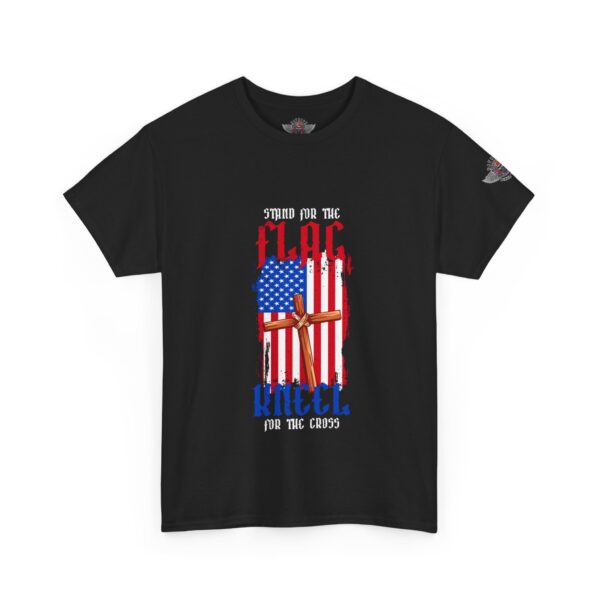 Stand For The Flag, Kneel For The Cross - Unisex Heavy Cotton Tee - Bold Political Statement T-Shirt for Patriots, Gifts for Supporters, Political Apparel, Casual Wear, Election [...] - Image 2