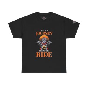 Life Is A Journey, Enjoy The Ride - Unisex Heavy Cotton Tee - Motorcycle Statement T-Shirt for Bikers, Patriots, Gifts for Friends & Family, Casual Wear.