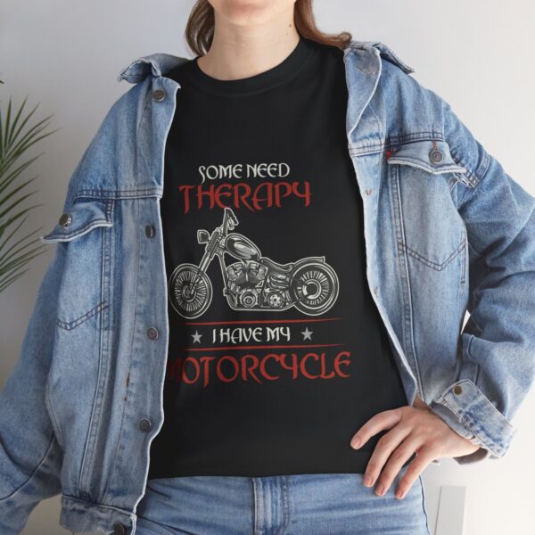 Some Need Therapy, I Have My Motorcycle - Unisex Heavy Cotton Tee - Motorcycle Statement T-Shirt for Bikers, Patriots, Gifts for Friends & Family, Casual Wear. - Image 7