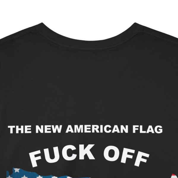 New USA Flag Unisex Heavy Cotton Tee Printed on Back - Black - Image 2