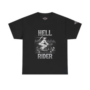 Hell Rider - Unisex Heavy Cotton Tee - Motorcycle Statement T-Shirt for Bikers, Patriots, Gifts for Friends & Family, Casual Wear.