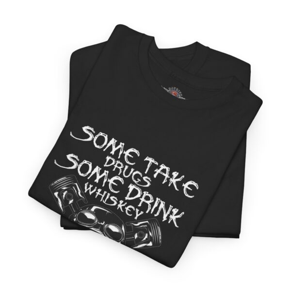 Some Take Drugs, Some Drink Whiskey, I Solve My Problems By Twisting Throttles - Unisex Heavy Cotton Tee - Motorcycle Statement T-Shirt for Bikers, Patriots, Gifts for Friends & Family, Casual Wear. - Image 3