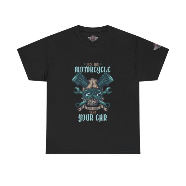 Yes, My Motorcycle Cost More Than Your Car - Unisex Heavy Cotton Tee - Motorcycle Statement T-Shirt for Bikers, Patriots, Gifts for Friends & Family, Casual Wear.