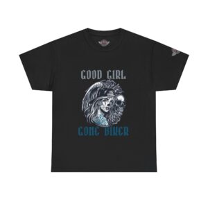 Good Girl Gone Biker - Unisex Heavy Cotton Tee - Motorcycle Statement T-Shirt for Bikers, Patriots, Gifts for Friends & Family, Casual Wear.
