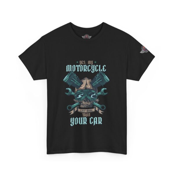 Yes, My Motorcycle Cost More Than Your Car - Unisex Heavy Cotton Tee - Motorcycle Statement T-Shirt for Bikers, Patriots, Gifts for Friends & Family, Casual Wear. - Image 2