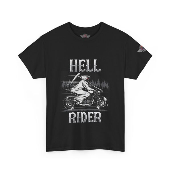 Hell Rider - Unisex Heavy Cotton Tee - Motorcycle Statement T-Shirt for Bikers, Patriots, Gifts for Friends & Family, Casual Wear. - Image 2