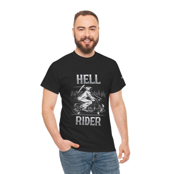 Hell Rider - Unisex Heavy Cotton Tee - Motorcycle Statement T-Shirt for Bikers, Patriots, Gifts for Friends & Family, Casual Wear. - Image 6