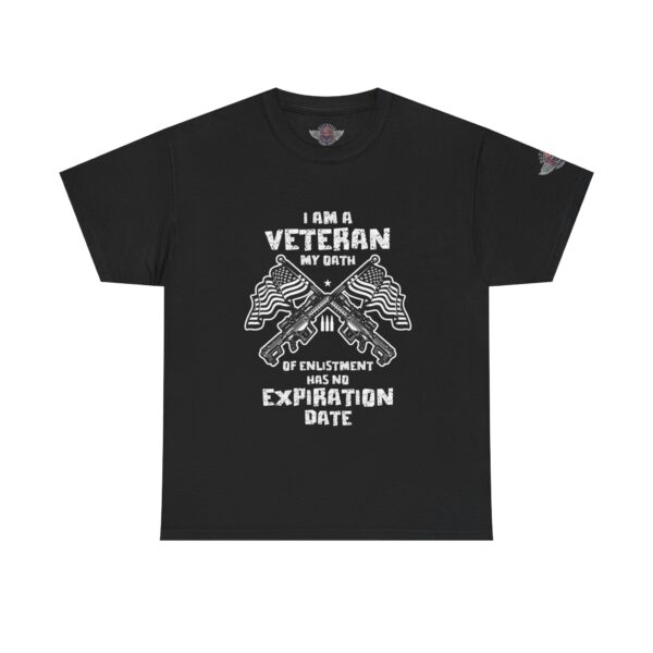 I Am A Veteran, My Oath Of Enlistment Has No Expiration Date - Unisex Heavy Cotton Tee - Motorcycle Statement T-Shirt for Bikers, Patriots, Gifts for Friends & Family, Casual Wear.