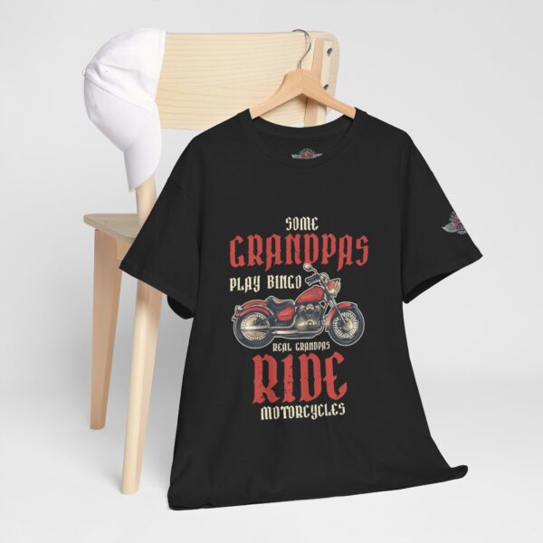 Some Grandpas Play Bingo, Real Grandpas Ride Motorcycles - Unisex Heavy Cotton Tee - Motorcycle Statement T-Shirt for Bikers, Patriots, Gifts for Friends & Family, Casual Wear. - Image 5