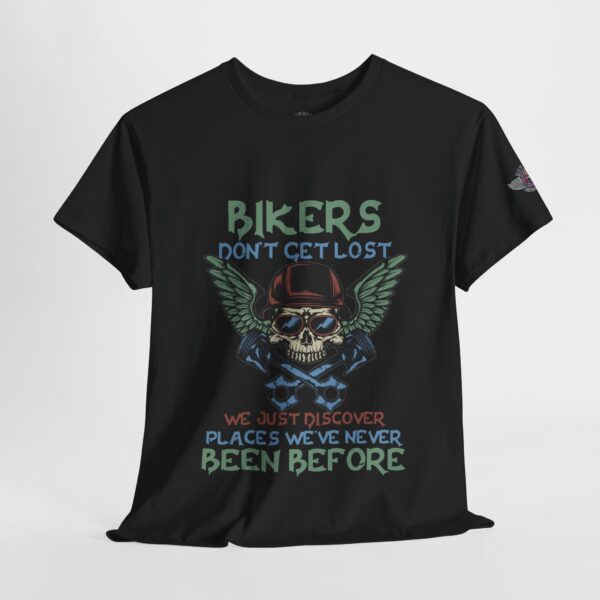 Bikers Don't Get Lost, We Just Discover Places We've Never Been Before - Unisex Heavy Cotton Tee - Motorcycle Statement T-Shirt for Bikers, Patriots, Gifts for Friends & Family, Casual Wear. - Image 4