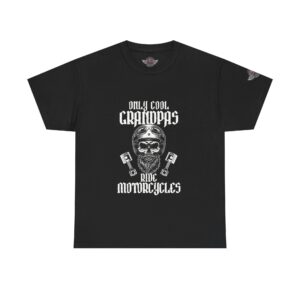 Only Cool Grandpas Ride Motorcycles - Unisex Heavy Cotton Tee - Motorcycle Statement T-Shirt for Bikers, Patriots, Gifts for Friends & Family, Casual Wear.