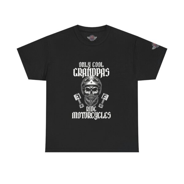 Only Cool Grandpas Ride Motorcycles - Unisex Heavy Cotton Tee - Motorcycle Statement T-Shirt for Bikers, Patriots, Gifts for Friends & Family, Casual Wear.
