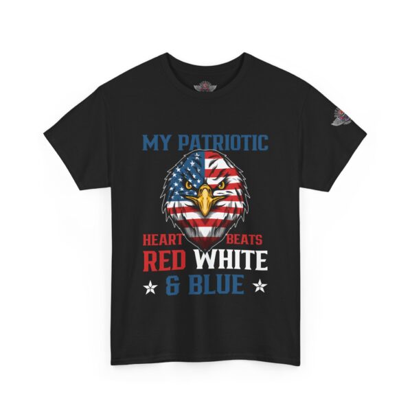 My Patriotic Heart Beats Red, White, & Blue - Unisex Heavy Cotton Tee - Bold Political Statement T-Shirt for Patriots, Gifts for Supporters, Political Apparel, Casual Wear, Election [...] - Image 2