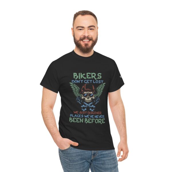 Bikers Don't Get Lost, We Just Discover Places We've Never Been Before - Unisex Heavy Cotton Tee - Motorcycle Statement T-Shirt for Bikers, Patriots, Gifts for Friends & Family, Casual Wear. - Image 6